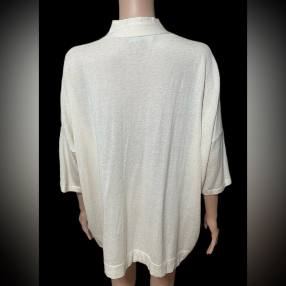 Neiman Marcus Womens Blouse Small Medium Ivory Oversized Cashmere Wool Knit - Picture 4 of 8